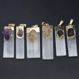 Selenite Plaster Tourmaline Amethyst Citrine Pendant Jewelry