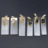 Selenite Plaster Tourmaline Amethyst Citrine Pendant Jewelry