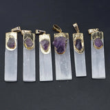 Selenite Plaster Tourmaline Amethyst Citrine Pendant Jewelry