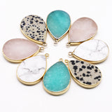 Rose Quartz Water Drop Healing Crystals Pendants Necklace 6Pcs