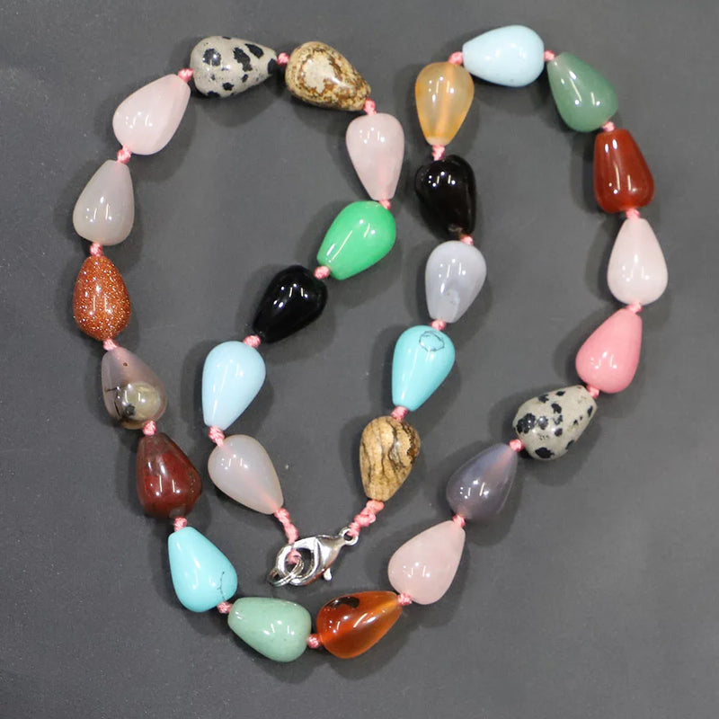 Stone Water Droplets Necklace Malachite Turquoise Charms