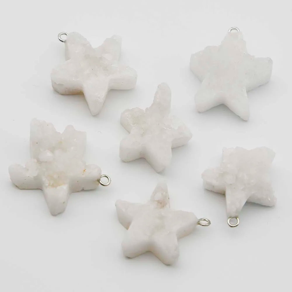 Crystal Teeth Cluster Pentagram Pendant Necklace DIY Jewelry 10Pcs