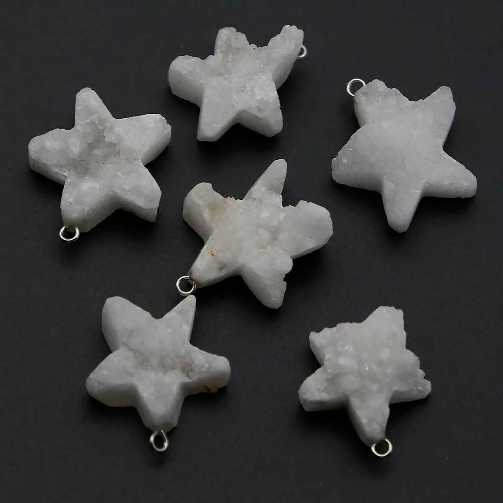 Crystal Teeth Cluster Pentagram Pendant Necklace DIY Jewelry 10Pcs