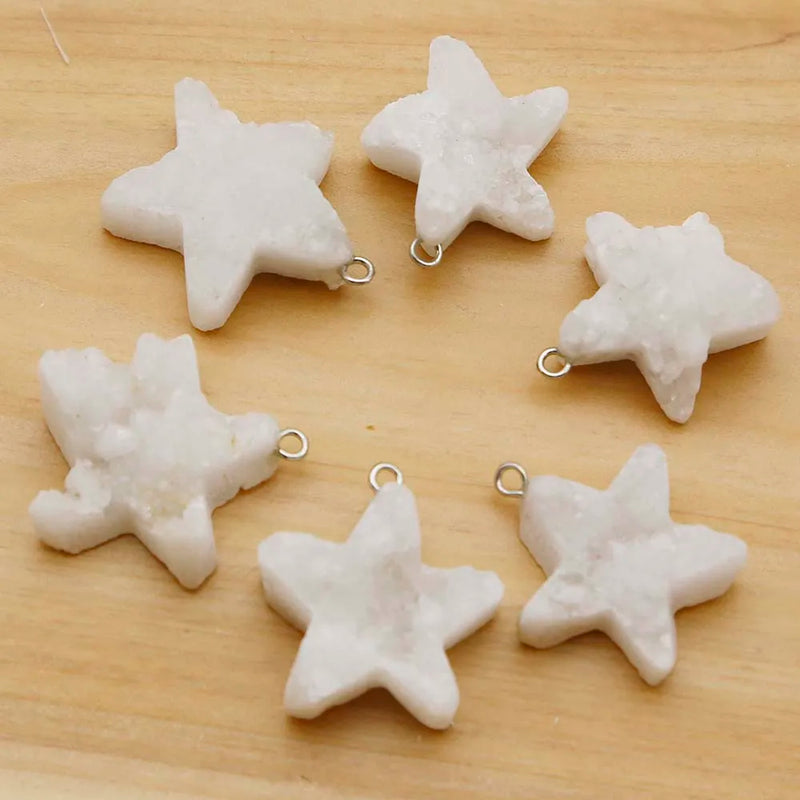 Crystal Teeth Cluster Pentagram Pendant Necklace DIY Jewelry 10Pcs