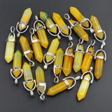 Yellow Agate Hexagonal Pillar Pendulum Necklace