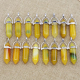Yellow Agate Hexagonal Pillar Pendulum Necklace