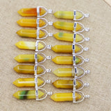 Yellow Agate Hexagonal Pillar Pendulum Necklace