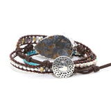 Crystal Quartz Wrap Bracelet Boho Leather Jewelry