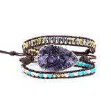 Crystal Quartz Wrap Bracelet Boho Leather Jewelry