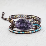 Crystal Quartz Wrap Bracelet Boho Leather Jewelry