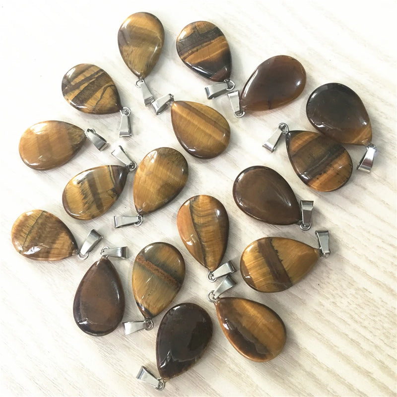 Tiger Eye Water Drop Slide Stone Pendants for Jewelry Making