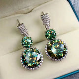 Green Moissan Earrings Necklace Set 925 Sterling Silver Wedding Jewelry