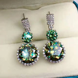 Green Moissan Earrings Sterling Silver Set for Wedding