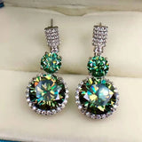 Green Moissan Earrings Set 925 Sterling Silver Wedding Jewelry