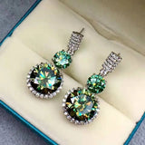 Green Moissan Earrings Set 925 Sterling Silver Wedding Jewelry