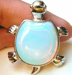 Opal Gemstone Garden Turtle Pendant