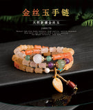 Natural Xinjiang Golden Silk Jadeite Bangle Bracelet Men Women Accessories
