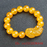 Yellow Agate Pixiu Bracelet DIY Lucky Women Jade Beads Jewelry