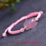 Pink Agate Fox Bracelet DIY Health Wealth Lucky Women Jade Beads