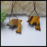Handcarved Dolphin Tiger's Eye Women Earring Bead 24x19x12mm