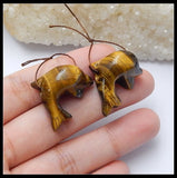 Handcarved Dolphin Tiger's Eye Women Earring Bead 24x19x12mm