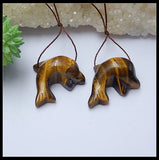 Handcarved Dolphin Tiger's Eye Women Earring Bead 24x19x12mm