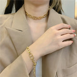 Letter Choker Exaggerated Chains Necklace for Women Girls