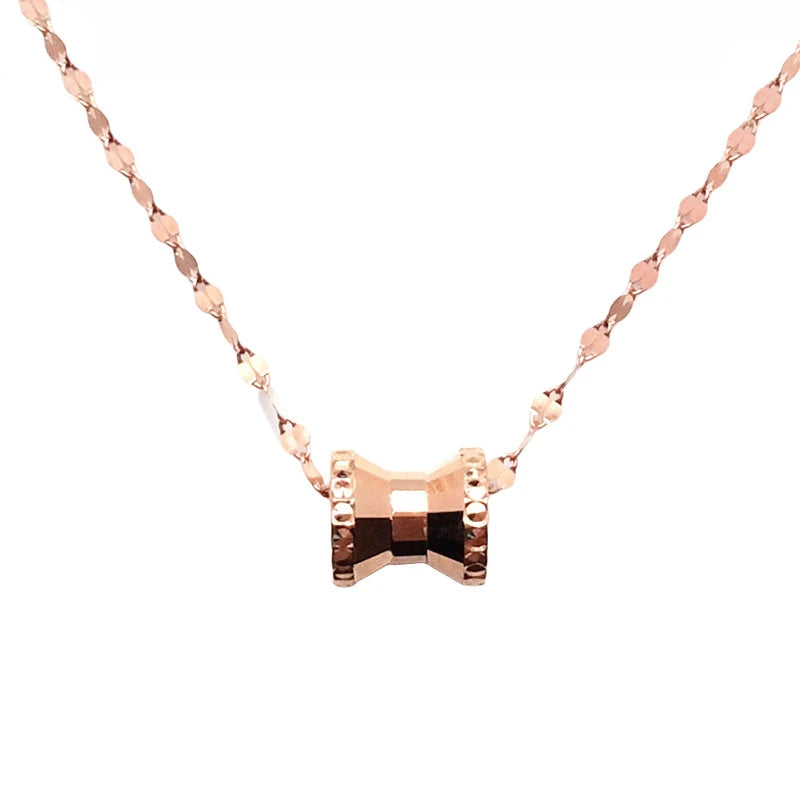 Classic Purple Geometric Necklace, Rose Plated 14K Pendant