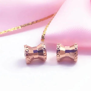 Classic Purple Geometric Necklace, Rose Plated 14K Pendant