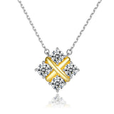 S925 Silver Square Pendant Clavicle Chain Necklace
