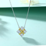 S925 Silver Square Pendant Clavicle Chain Necklace