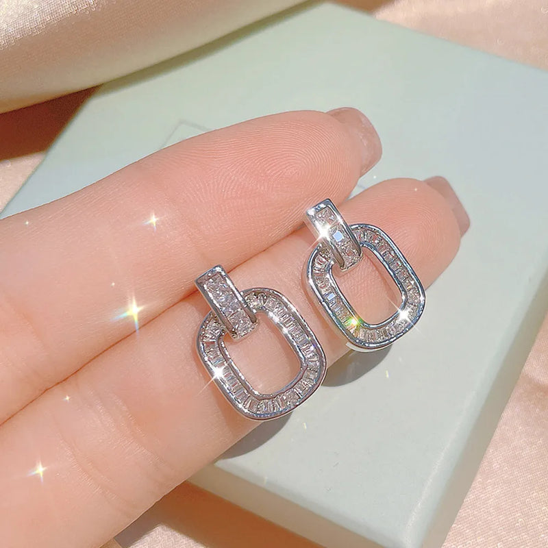 Water Drop Zircon Crystal Necklace Earring Set