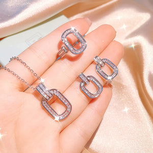 Water Drop Zircon Crystal Necklace Earring Set