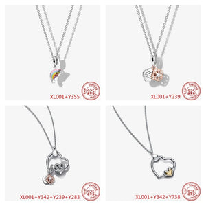 Necklace Set Pantora Charm Beads Love Rainbow Flowers For Women