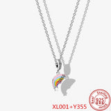 Necklace Set Pantora Charm Beads Love Rainbow Flowers For Women