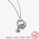 Necklace Set Pantora Charm Beads Love Rainbow Flowers For Women