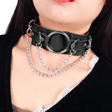 Vintage Charm Gothic Punk Collar Pendant Leather Choker Necklace