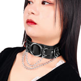 Vintage Charm Gothic Punk Collar Pendant Leather Choker Necklace