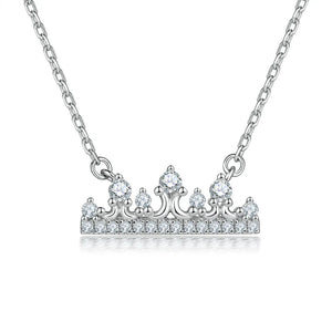 Crown Zircon Pendant Women's Necklace S925 Sterling Silver