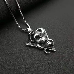 Men's Snake Skull Pendant Necklace Gothic Punk Style Jewelry