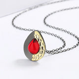 Red Gemstone Water Drop Pendant Necklace for Women