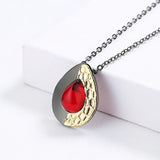 Red Gemstone Water Drop Pendant Necklace for Women