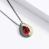 Red Gemstone Water Drop Pendant Necklace for Women