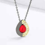 Red Gemstone Water Drop Pendant Necklace for Women