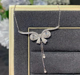Real Natural Zircon Butterfly Necklace 925 Stamp Engagement Jewelry