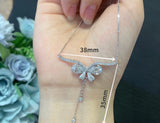 Real Natural Zircon Butterfly Necklace 925 Stamp Engagement Jewelry