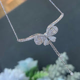 Real Natural Zircon Butterfly Necklace 925 Stamp Engagement Jewelry