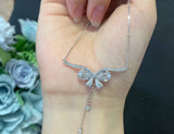 Real Natural Zircon Butterfly Necklace 925 Stamp Engagement Jewelry