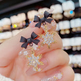 Bow Snowflake Earrings High-end Personality Female