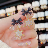 Bow Snowflake Earrings High-end Personality Female